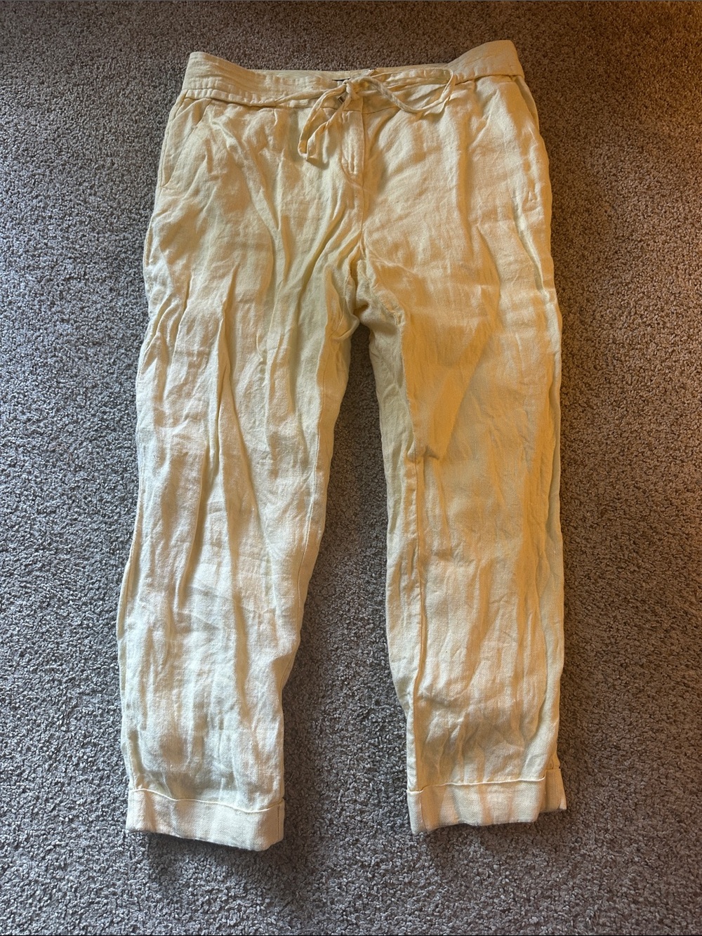 The Limited Light Yellow Drawstring Linen Trousers